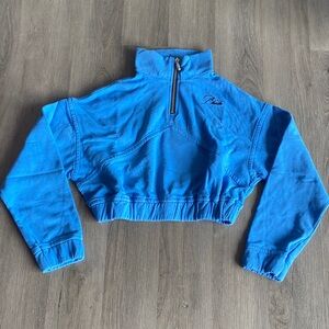 Rhude Vibrant Blue Logo Cropped Quarter Zip Sweatshirt NWT!